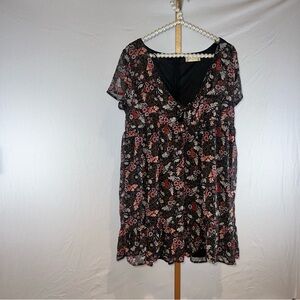 Floral black and pink/red babydoll type dress